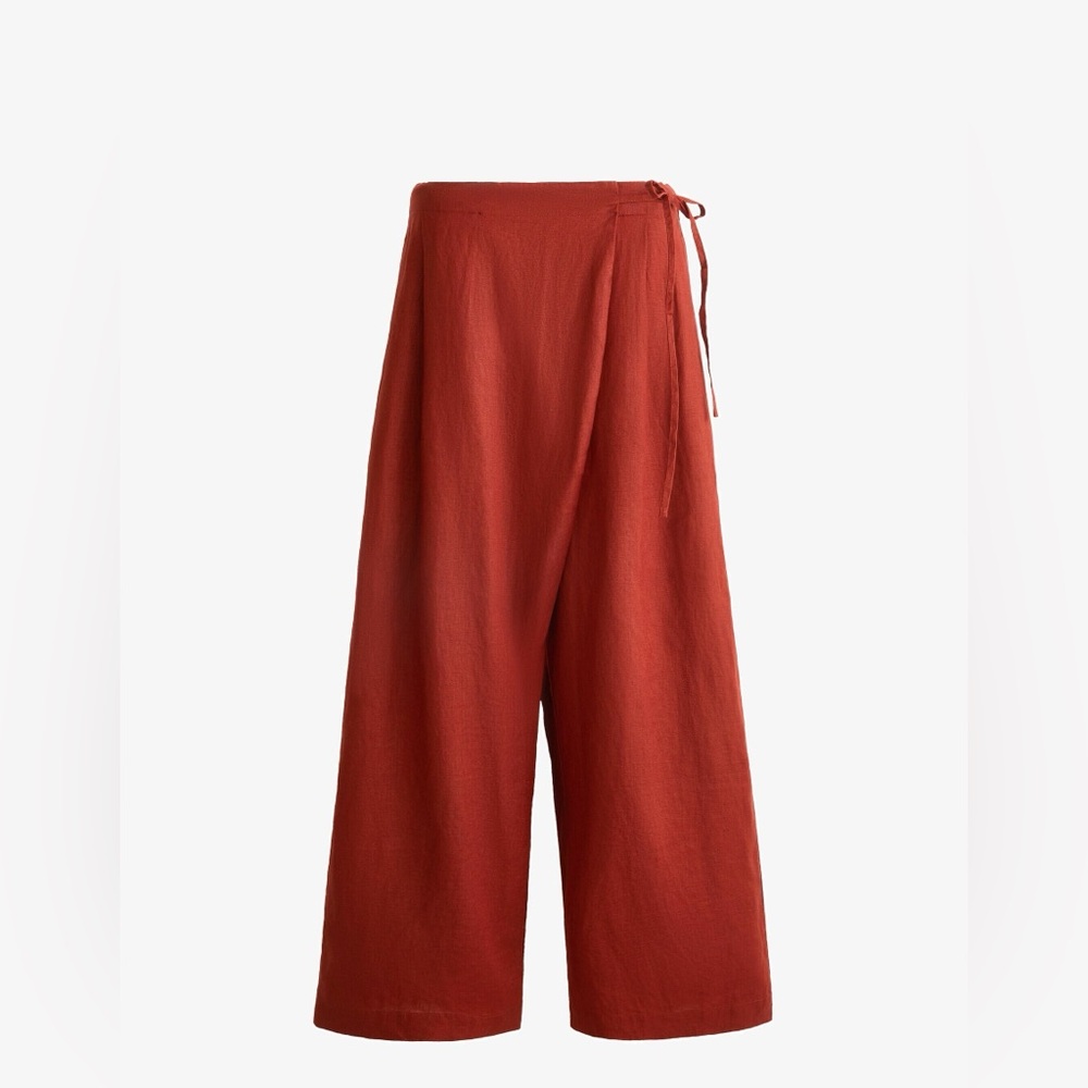 Wide Leg Wrap Pants in Rust Red